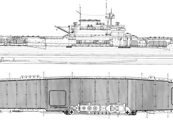 Авианосец USS CV-5 Yorktown 1938 [Aircraft Carrier] - чертежи, габариты, рисунки